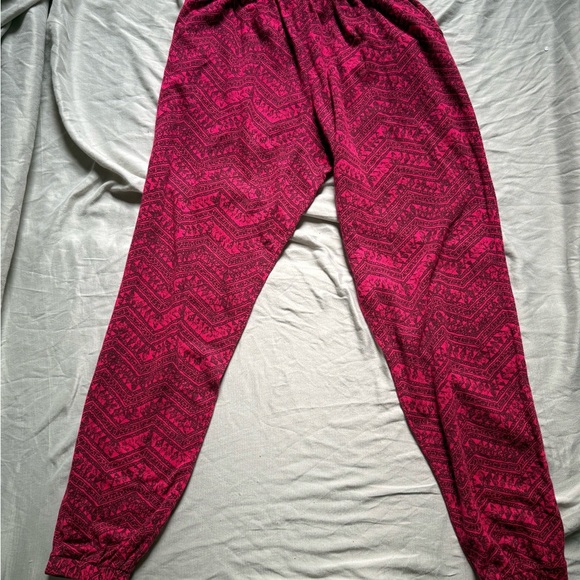 Vintage 80s Bright Pink Joggers Attack Reaction Wear L Black Zigzag Pattern Rare - Picture 1 of 7
